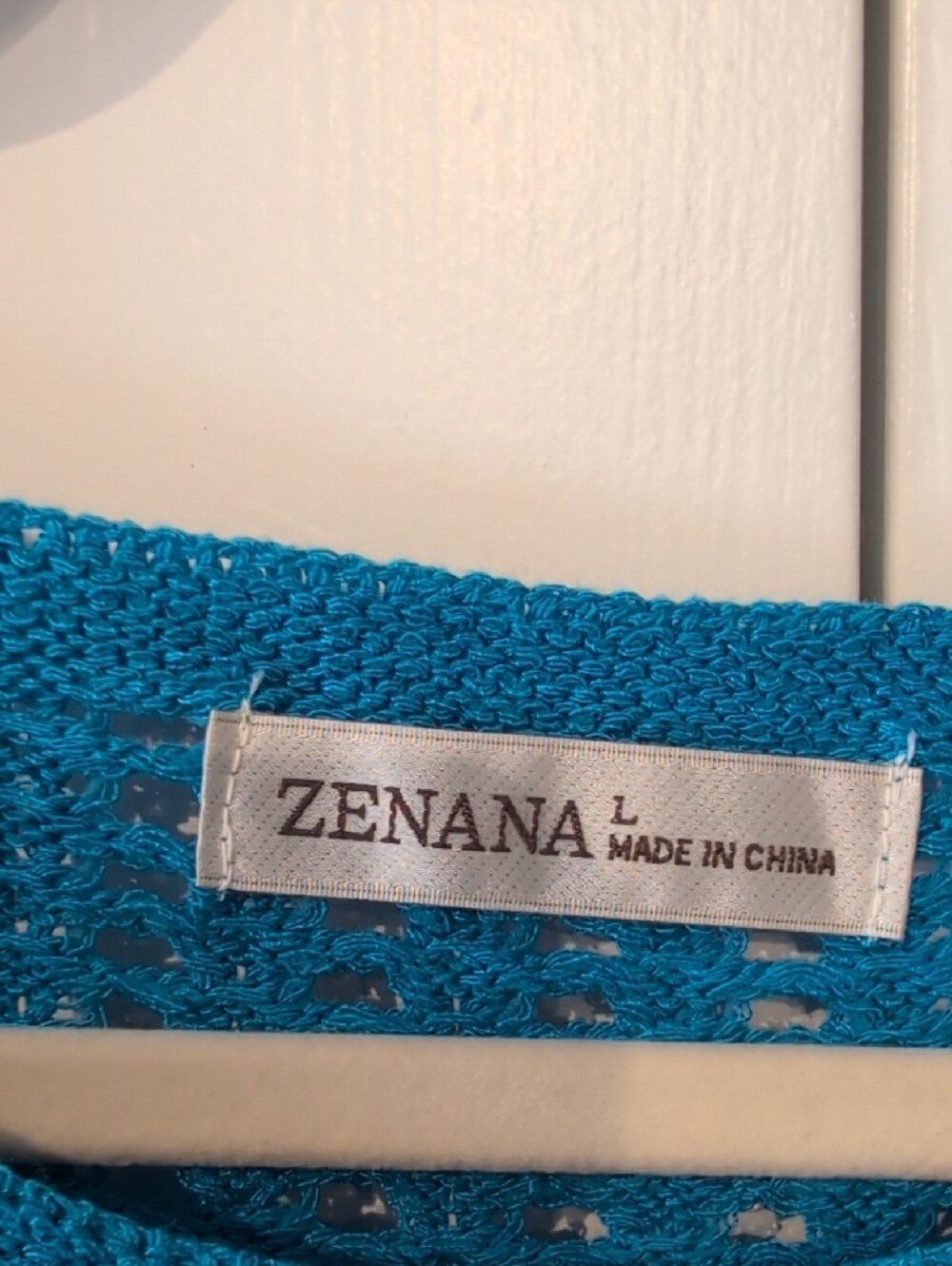 Zenana Open-Knit Scoop Neck Sweater in Teal NWOT Size L - Picture 5 of 6